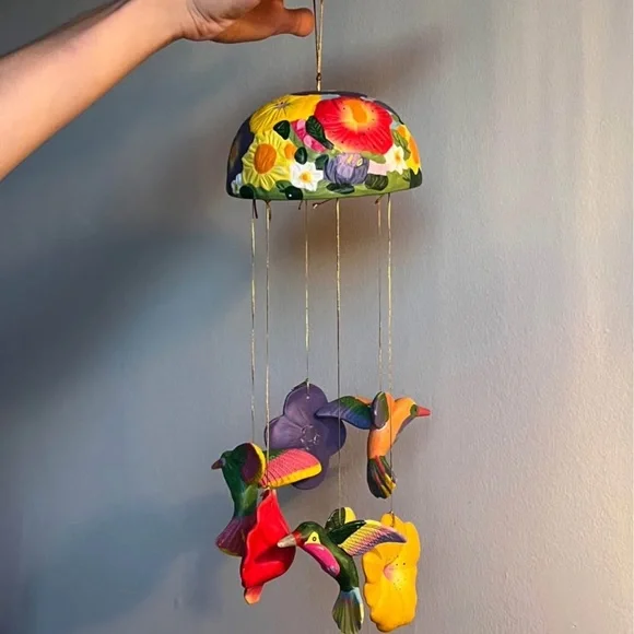 Colorful Hand-Painted Hummingbird Wind Chime - Picture 4 of 9